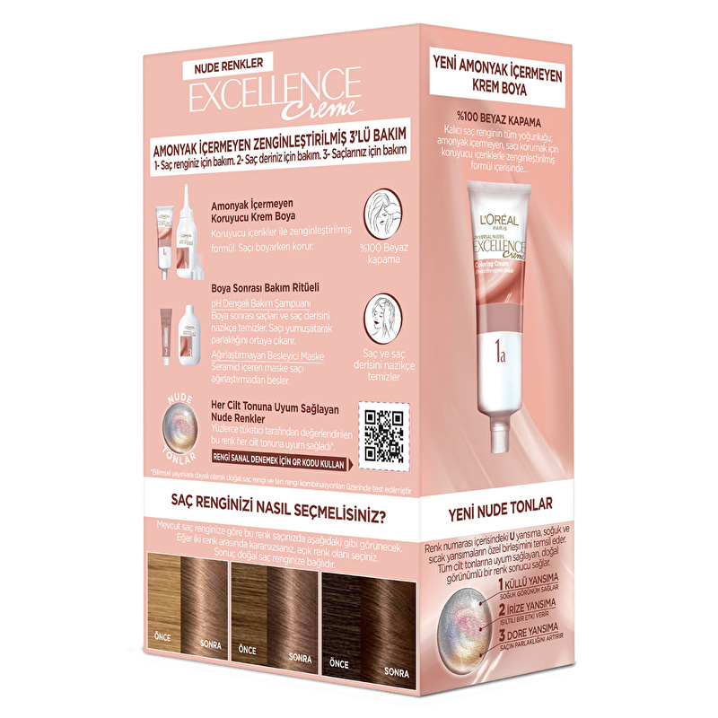 Loreal Paris Excellence Creme Nude Renkler Sa Boyas U Nude Kahve
